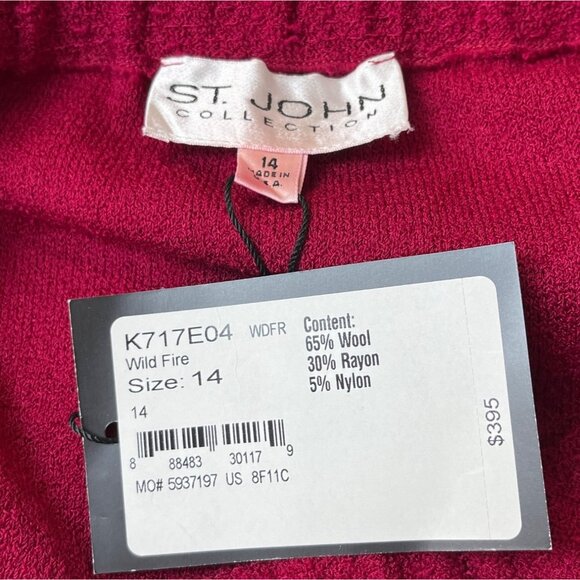 St. John Women's Red Pencil Skirt Size 14 - New - Picture 4 of 5